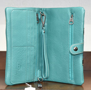 Turquoise Clutch with Shoulder Strap