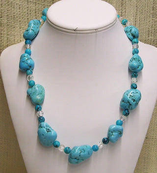 Turquoise Color Howlite Nugget Necklace