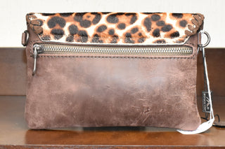 Leather Clutch, Leopard Closure