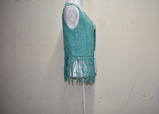 Crazy Train "Mint-Jito' Studded, Fringe Vest