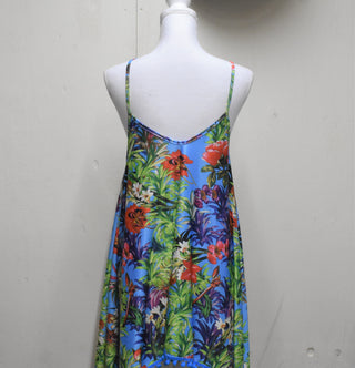 Tropical Print Spaghetti Strap Dress / Beach Cover Up