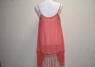 Coral Fringe Top Aztec Design