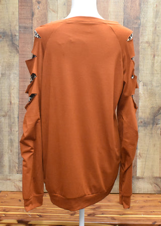 Leopard Long Sleeve Cutup Top