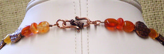 Handcrafted, One of a Kind, Copper, Carnelian and Crystal Necklace