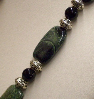 Necklace and Earrings Kambaba Jasper and Black Obsidian