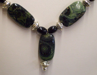 Necklace and Earrings Kambaba Jasper and Black Obsidian