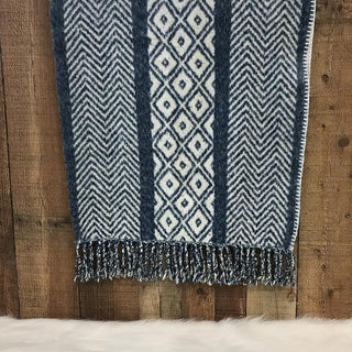 Norwich Throw, Blue and White, Fringed Ends